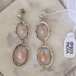 925 Sterling Sliver Earrings with Pink Chalcedony Beads